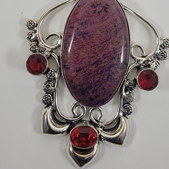 Ruby Zoisite Pendant – With Red Garnet Accents + 20" Sterling Silver Chain - Picture 10 of 10